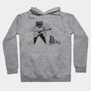 Hound Dog! Rock and Roll Bear Guitar Player Hoodie